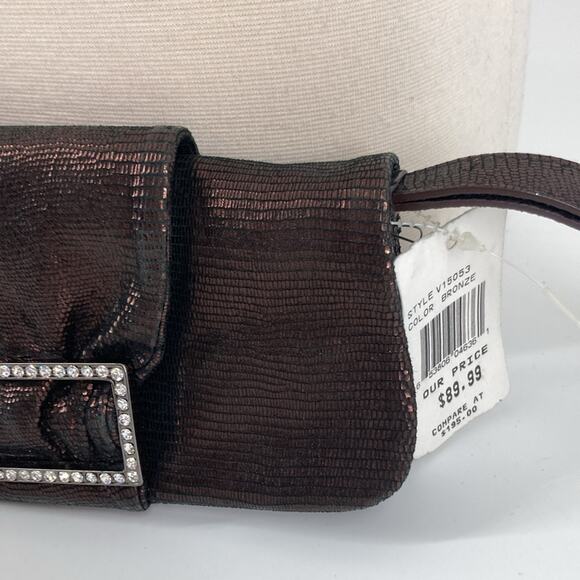 Adrienne Vittandini Bronze Metallic Fabric Evening Bag Clutch New - Picture 4 of 16